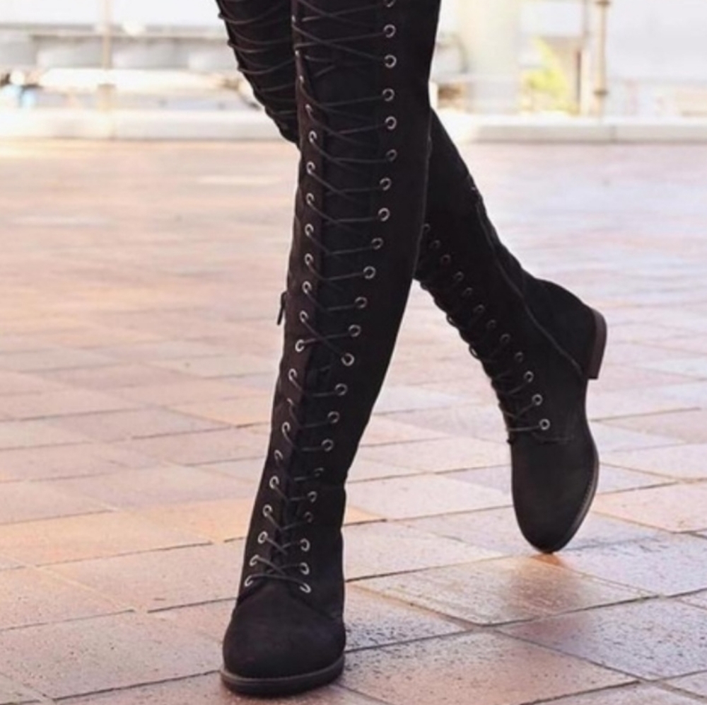 Black Corset Lace-up boots